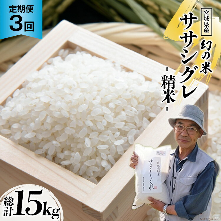 【ふるさと納税】3回 定期便 希少品種米 ササシグレ 精米 5kg×3回 総計15kg [長沼 太一 宮城県 加美町 44581415]