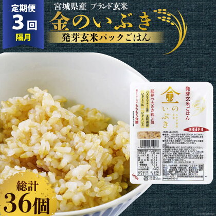 米 【3回 隔月 定期便】 宮城県産 金のいぶき 発芽玄米 パックごはん 12個×3回 総計36個 [JA加美よつば（生活課） 宮城県 加美町 44581466] 米 ご飯 レトルトご飯 ひとり暮らし 非常食 防災 備蓄用