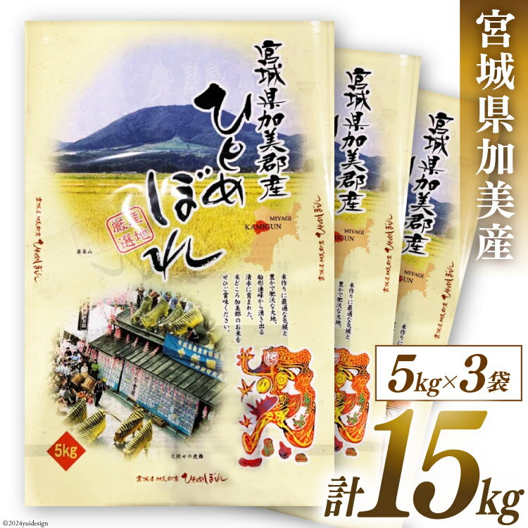 【ふるさと納税】米 令和5年 宮城県加美郡産 ひとめぼれ 5kg×3袋 計15kg [カメイ 宮城県 加美町 44581015] お米 こめ コメ 精米 白米