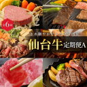【ふるさと納税】【全6回定期便】 仙台牛 A5 定期便A ロースすき焼き用380g×1 サーロインステーキ200g×2 肩ロース焼き肉用500g×1 ヒレステー...