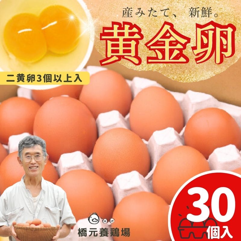 【ふるさと納税】 卵 たまご 産みたて新鮮卵 30個入り ※二黄卵3個以上入り! | 卵 たまご 玉子 鶏卵 新鮮 濃厚 生卵 赤玉たまご 目玉焼き オムレツ 健康 産地直送 送料無料 ※沖縄・離島への配送不可
