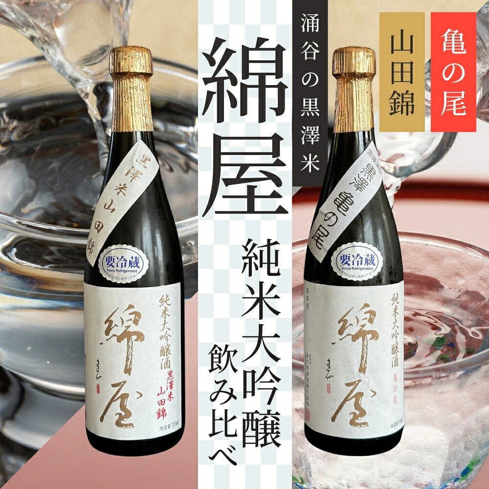 綿屋 純米大吟醸 黒澤米 亀の尾 山田錦 720ml 2本セット｜※離島への配送不可 宮城 食前酒 吟醸 純米酒 純米大吟醸 自然農法 黒澤 贈り物 酒 ギフト 黒澤米 お酒 晩酌 さけ 晩酌 sake 純米 酒蔵 SAKE 酒造
