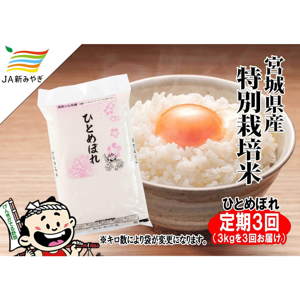 33位! 口コミ数「0件」評価「0」【定期便】元気くん市場ひとめぼれ　3kg×3回【3ヶ月連続でお届け】 | お米 こめ 白米 食品 人気 おすすめ 送料無料