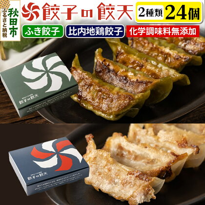 年間100万個完売！【比内地鶏餃子・新緑のふき餃子24個詰合せ】餃子の餃天