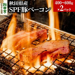 【ふるさと納税】秋田県産 SPF豚ベーコン 400～600g×2パック
