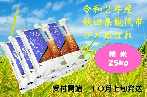 【ふるさと納税】〔C49〕【令和2年産新米予約】秋田県能代産ひとめぼれ　精米25kg...