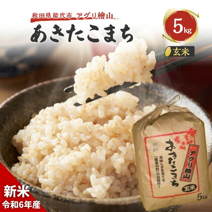 【玄米】秋田県産 あきたこまち 5kg アグリ檜山米 令和5年産　【 ブランド米 冷めてもおいしい ご飯 】　お届け：入金確認後、2週間～1か月程度でお届けします。