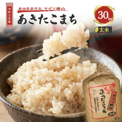 【玄米】秋田県産 あきたこまち 30kg アグリ檜山米 令和5年産　【 ブランド米 冷めてもおいしい ご飯 】　お届け：入金確認後、2週間～1か月程度でお届けします。