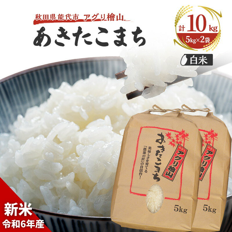 [白米]秋田県産 あきたこまち 10kg (5kg×2袋) アグリ檜山米 令和5年産 [ ブランド米 冷めてもおいしい ] お届け:入金確認後、2週間〜1か月程度でお届けします。