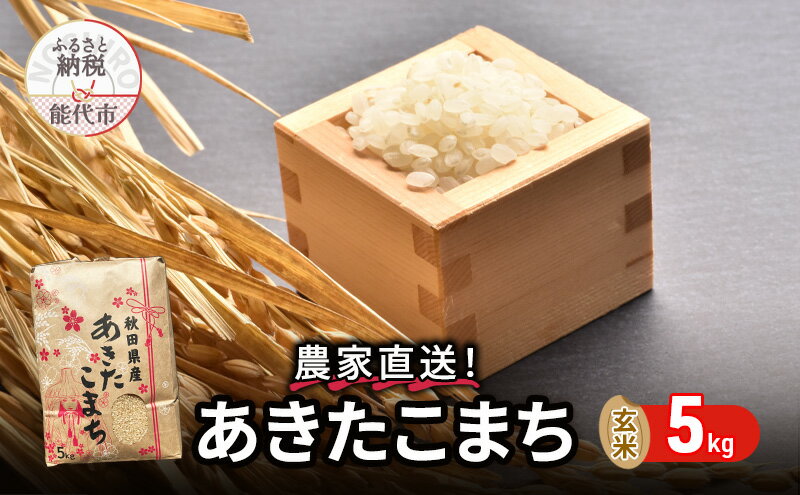 【ふるさと納税】玄米 農家直送！うまい!! 本場のあきたこまち 5kgご飯 ブランド米 おにぎり 令和7年産 産地直送 おこめ ごはん 秋田県 秋田 能代市 お米 銘柄米 お弁当 和食 　お届け：2026年1月中旬頃より順次発送予定
