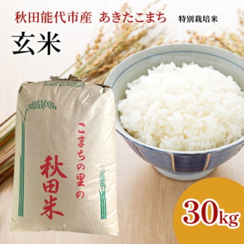 [玄米]秋田県認証 特別栽培米 あきたこまち 令和5年産 30kg [ お米 銘柄米 ブランド米 ごはん ] お届け:入金確認後、2週間〜1か月程度でお届けします。