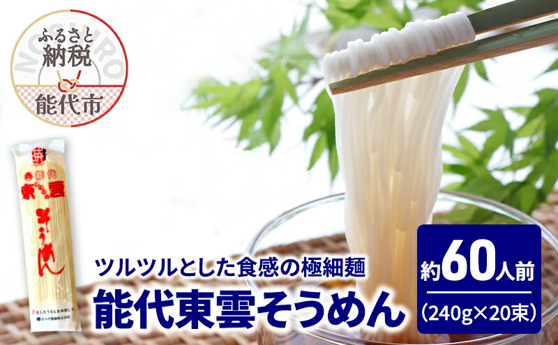 【ふるさと納税】そうめん 能代東雲そうめん 240g(約3人前)×20束 麺 乾麺 冷たい 温かい 素麺　お届け：ご入金確認後、2週間から1ヶ月程でお届けします。