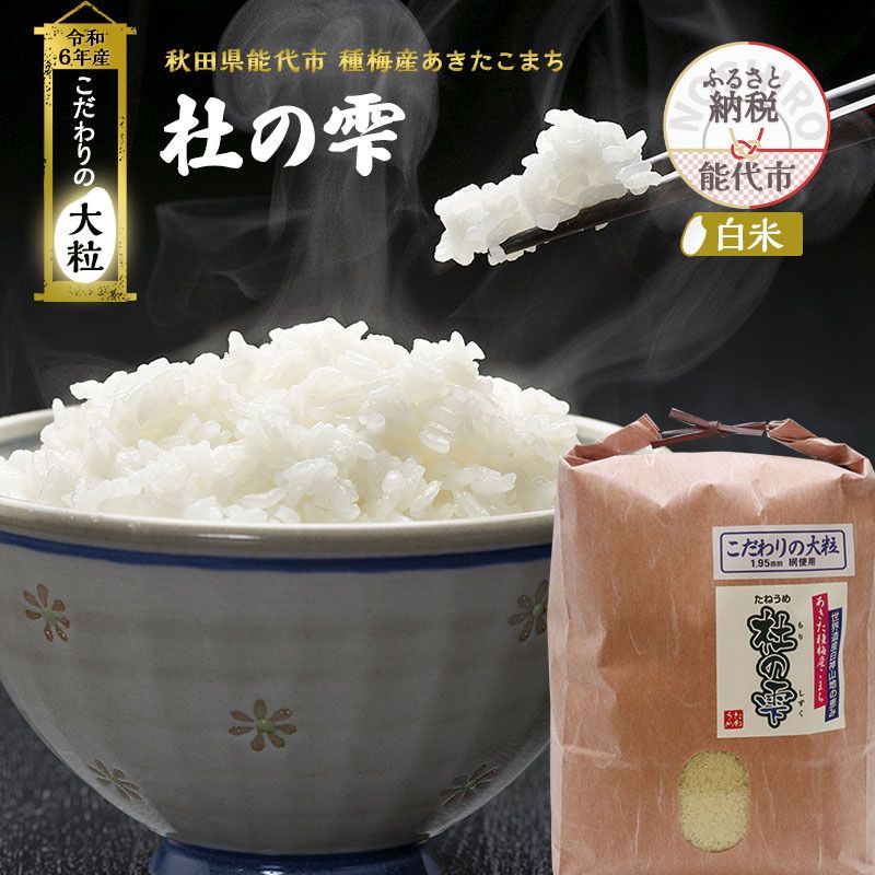 【ふるさと納税】新米 米 お米 《定期便8ヶ月》【白米】秋田県産 あきたこまち あきた種梅産こまち 杜の雫 こだわりの大粒 4.5kg×8回 合計36kg　お届け：初回発送はご入金確認の翌月中旬頃にお届けします。以降、毎月中旬頃8ヶ月連続でお届けします。のサムネイル