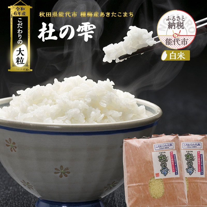 【ふるさと納税】新米 米 お米 《定期便8ヶ月》【白米】秋田県産 あきたこまち あきた種梅産こまち 杜の雫 こだわりの大粒 18kg（9kg×2袋）×8回 合計144kg　定期便　お届け：初回発送はご入金確認の翌月中旬頃にお届けします。以降、毎月中旬頃8ヶ月連続でお届けします。