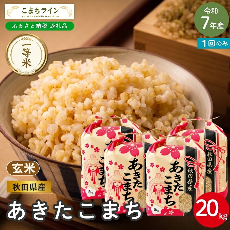 令和7年産 あきたこまち 玄米 20kg 秋田県産 米 一等米 ブランド米 20キロ 一人暮らし 秋田 能代 能代市 送料無料 [こまちライン]