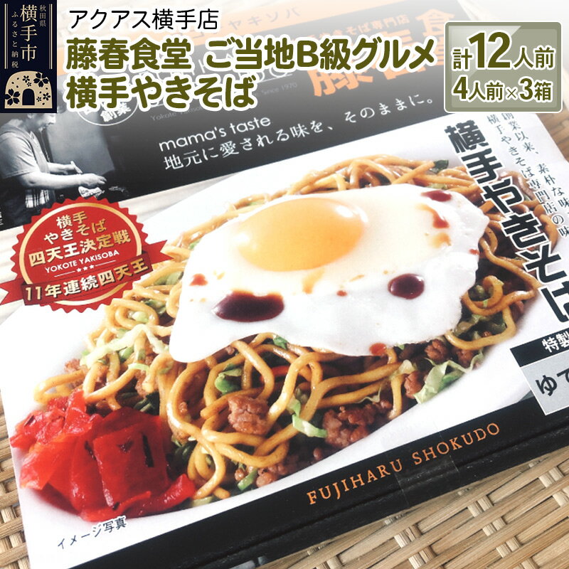 【ふるさと納税】藤春食堂 ご当地B級グルメ 横手やきそば 計12人前（4人前×3箱）のサムネイル