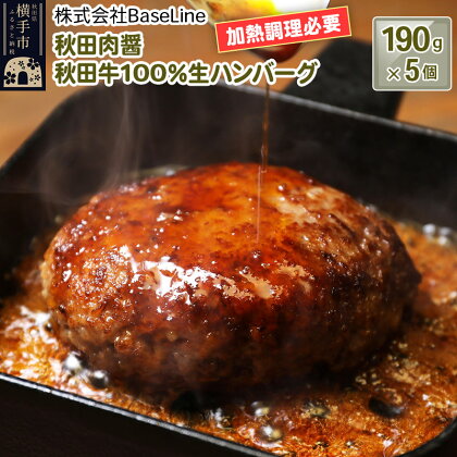 【ドンと190g】秋田肉醤秋田牛100％ハンバーグ（190g）×5個 生ハンバーグ 加熱必要