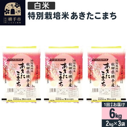 【白米】令和5年産 特別栽培米あきたこまち 6kg(2kg×3袋)