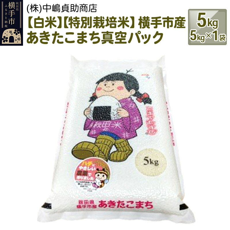 [白米]令和5年産 秋田県横手産特別栽培米あきたこまち 真空パック 5kg(5kg×1袋)