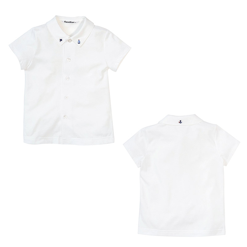 【ふるさと納税】ファミリア(familiar)シャツ（半袖）(80cm〜130cm)ホワイト(WH)【240223】