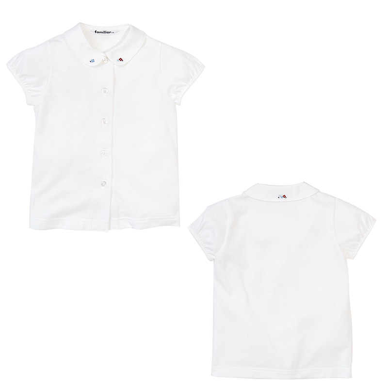 【ふるさと納税】ファミリア(familiar)ブラウス（半袖）(80cm〜130cm)ホワイト(WH)【240225】