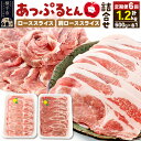 【ふるさと納税】《定期便6ヶ月》 秋田県横手市産 あっぷるとん ローススライス&肩ローススライス詰合せ 合計1.2kg(600g×各1パック)豚肉