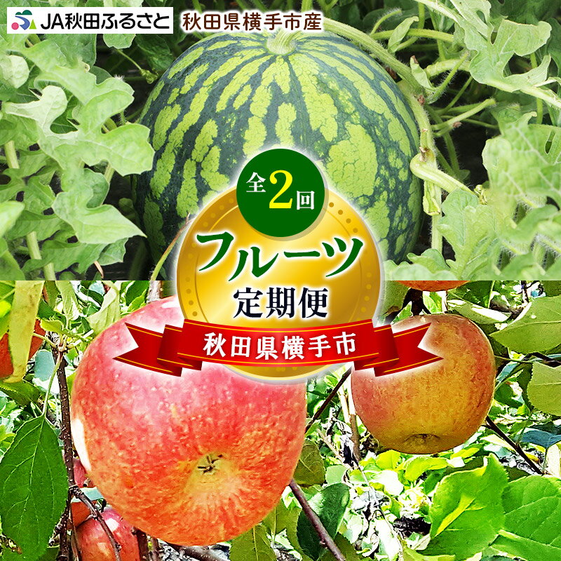 2位! 口コミ数「0件」評価「0」秋田県横手市産 フルーツ定期便(すいか・りんご)【2回お届け】《7月・11月発送》