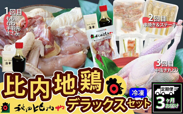 360P2801[定期便3ヶ月]比内地鶏デラックスセット[秋田比内や(株)]