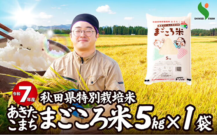 [令和7年産]秋田県特別栽培米あきたこまち「まごころ米」 5・10kg 白米 無洗米 選べる容量 のし対応可能 お弁当 秋田県 大館市 秋田県産 特別栽培米[50P9204・100P9203][(有)真正ファーム]