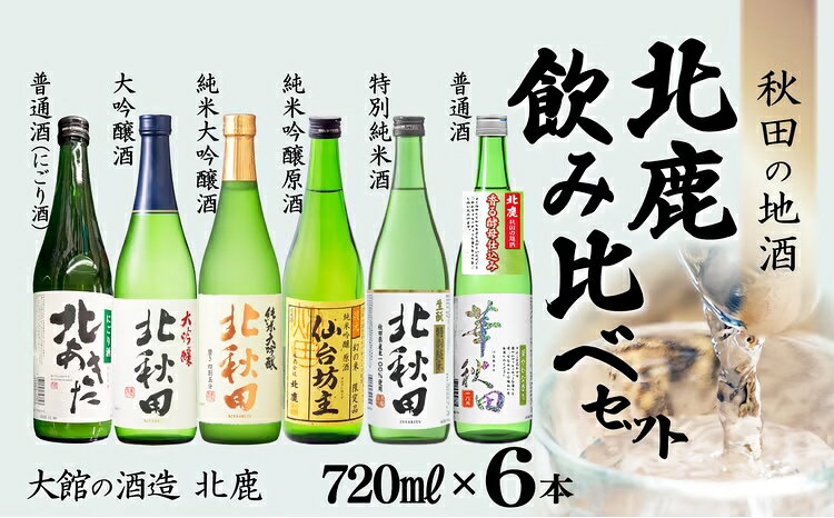 【ふるさと納税】北鹿 飲み比べセット 720ml×各1本 合計6本 4.32L 四合瓶 日本酒 大吟醸酒 酒 ギフト お歳暮 父の日 母の日 秋田県 大館市 135P4002【(株)筒井商店】