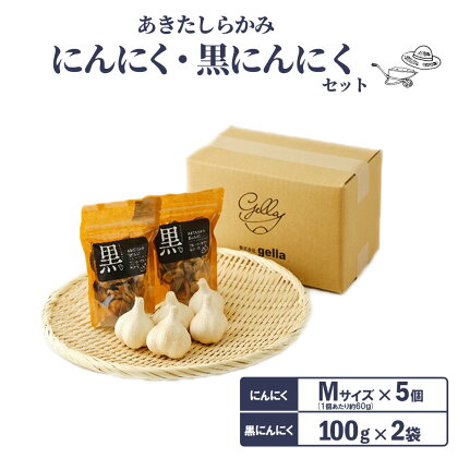 あきたしらかみにんにく・黒にんにくセット　【40P3216】にんにく ニンニク 東北 秋田 大館 国産 薬味 スタミナ 野菜 秋田県 大館市 送料無料