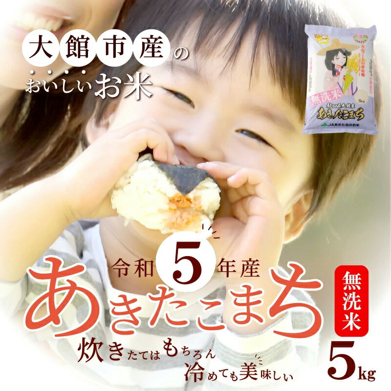 【ふるさと納税】米 無洗米 5kg あきたこまち 白米 令和5年産 秋田県産 国産 お取り寄せ 精米 食品 おにぎり 粘り 弾力 もちもち 冷めてもおいしい 洗う手間なし 専用箱付き 東北 秋田県 送料無料 農協 JAあきた北精米センター