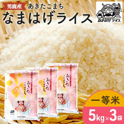 【あきたこまち】なまはげライス5kg×3　【お米・精米・あきたこまち・計15kg・米】