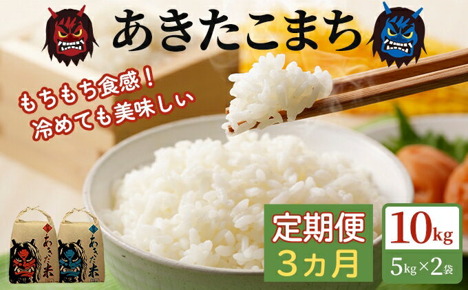 【ふるさと納税】定期便 令和5年産 あきたこまち 精米 10kg（5kg×2袋）3ヶ月連続発送（合計 30kg）秋田県 男鹿市　【定期便・ お米 ブランド米 白米 もちもち ごはん おにぎり お弁当 】　お届け：2023年10月から2024年7月31日まで