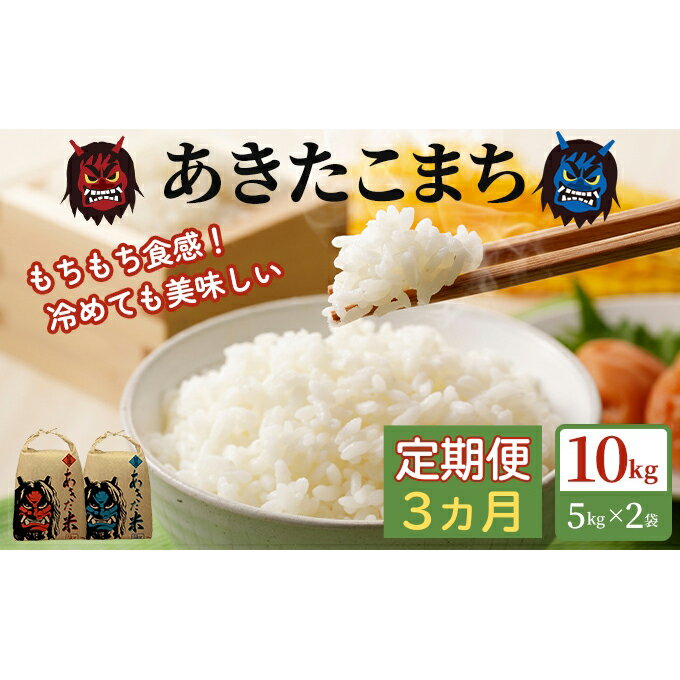 【ふるさと納税】定期便 令和5年産 あきたこまち 精米 10kg（5kg×2袋）3ヶ月連続発送（合計 30kg）秋田県 男鹿市　【定期便・ お米 ブランド米 白米 もちもち ごはん おにぎり お弁当 】　お届け：2023年10月から2024年7月31日まで