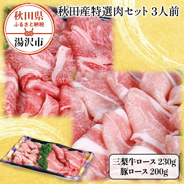 6位! 口コミ数「6件」評価「4.83」秋田産特選肉セット 3人前 ふるさと納税 秋田県 三梨牛 ロース 豚ロース B2-1601