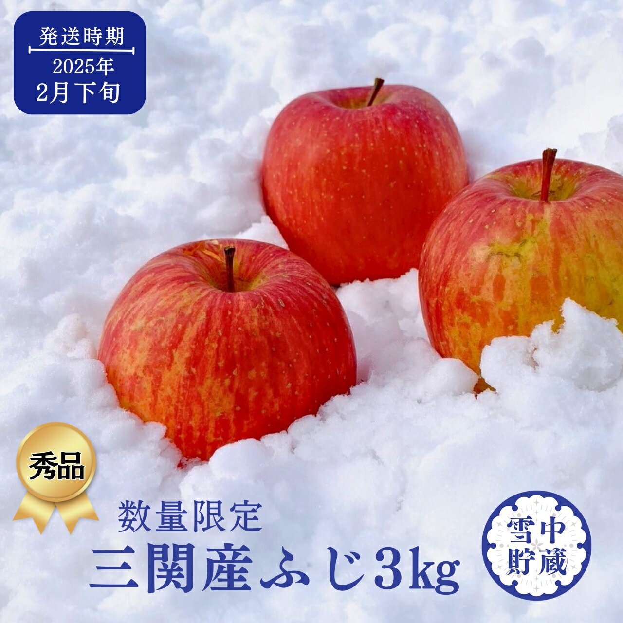 【ふるさと納税】【2024年2月下旬発送】＼希少価値が高い／ 雪中貯蔵 ふじ 三関 りんご 3kg 秀品 【 数量限定 】 ふるさと納税 りんご 降雪の多い 秋田県 雪の中で貯蔵した 濃厚 で 甘い ジューシー な ふじりんご 果物 フルーツ 三関産 [B3213]のサムネイル