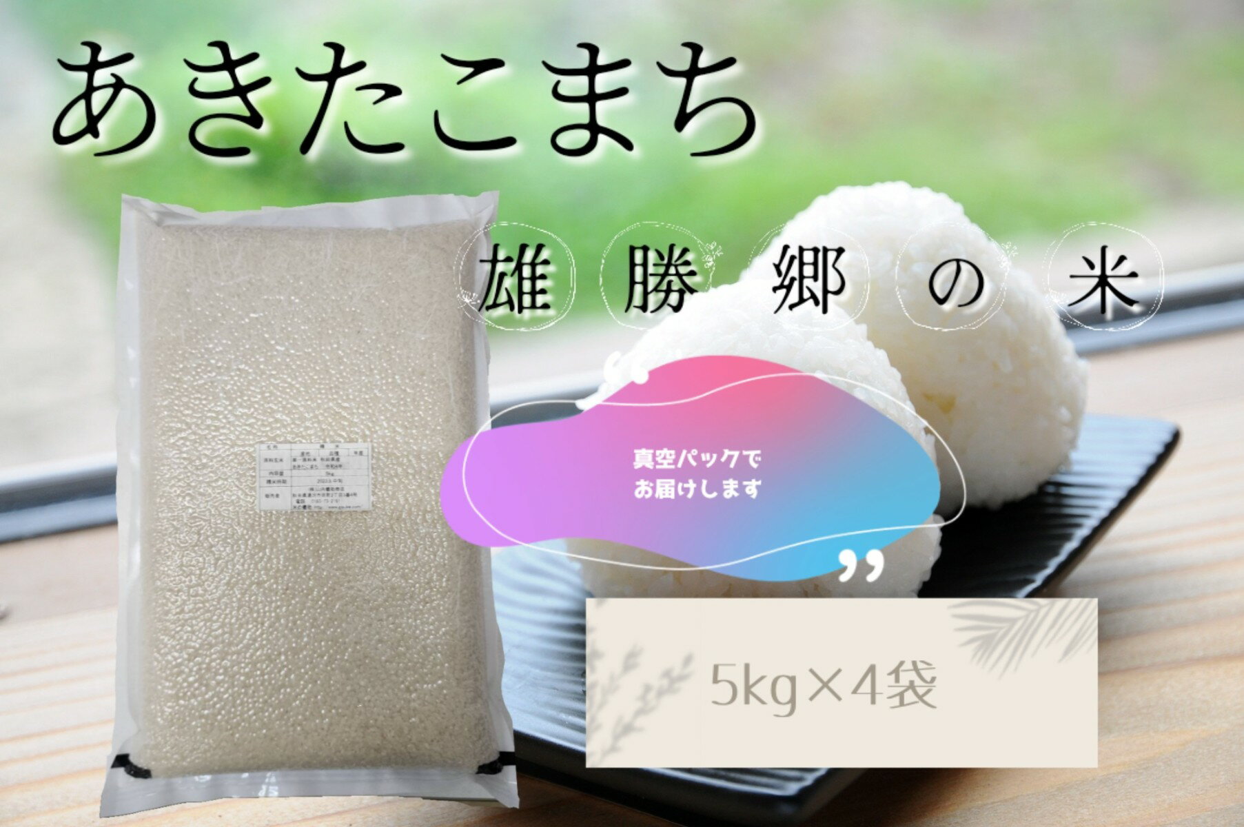 令和7年産 あきたこまち 雄勝郷の米 白米5kg×4袋 真空包装 計20kgふるさと納税 秋田 米 あきたこまち お米[(株)山内儀助商店][O6-2001]
