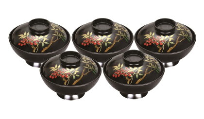 川連漆器 4.2古代型吸物椀5客揃