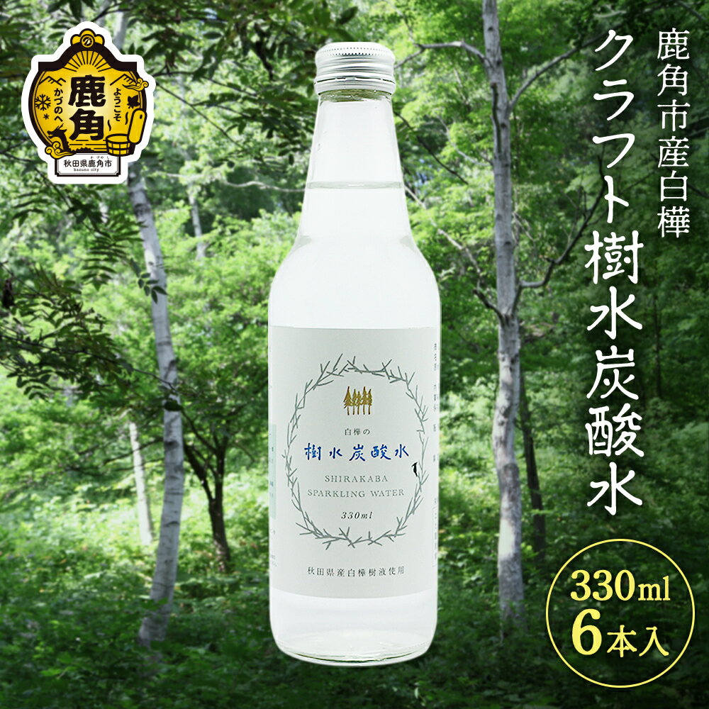 秋田県鹿角産白樺 クラフト樹水 炭酸水 330ml × 6本入 樹水 ミネラル 炭酸 さわやか 爽快 ジュース 炭酸飲料 瓶 飲料 ソーダ 炭酸 ご当地割もの お取り寄せ ギフト お中元 お歳暮 ふるさと 返礼品 鹿角市 かづの 秋田 送料無料 [西村林業]