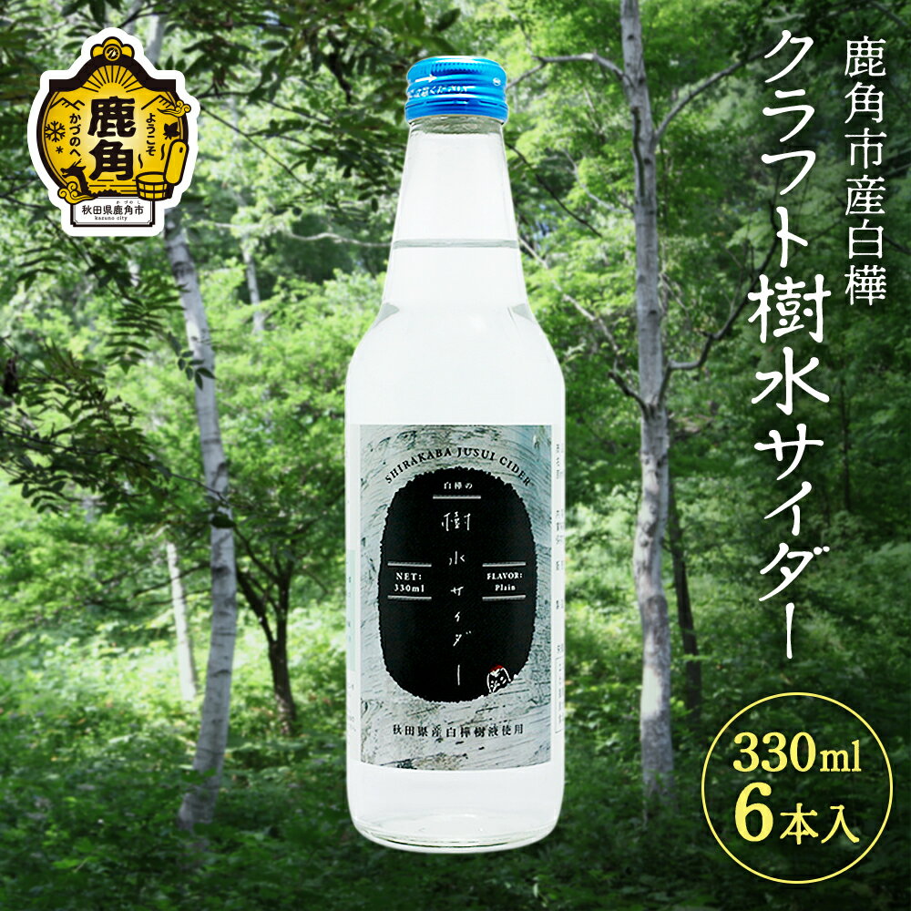 【ふるさと納税】秋田県鹿角産白樺 クラフト樹水 サイダー 330ml × 6本入 樹水 ミネラル 炭酸 さわやか 爽快 ジュース 炭酸飲料 瓶 飲料 ソーダ 炭...