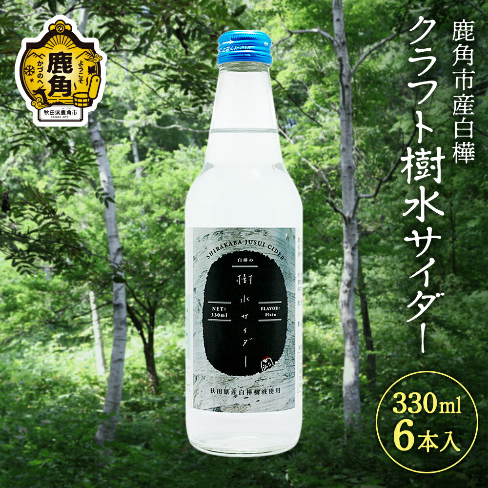 秋田県鹿角産白樺 クラフト樹水 サイダー 330ml × 6本入 樹水 ミネラル 炭酸 さわやか 爽快 ジュース 炭酸飲料 瓶 飲料 ソーダ 炭酸 ご当地 お取り寄せ ギフト お中元 お歳暮 ふるさと 返礼品 鹿角市 かづの 秋田 送料無料 [西村林業]