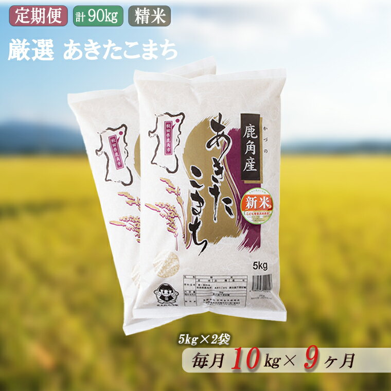 【ふるさと納税】【定期便】令和3年産 厳選あきたこまち 精米10kg (5kg×2袋)×9ヶ月【安保金太郎商店】