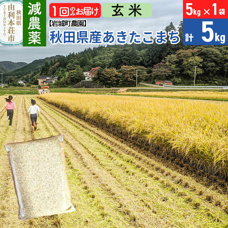 [玄米][減農薬]秋田県由利本荘市産 あきたこまち 5kg (5kg×1袋) 令和5年産 新鮮パック 低農薬 低農薬