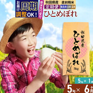 【ふるさと納税】《予約受付》《定期便6ヶ月》令和7年産【無洗米/白米/玄米】通算5回 特A 秋田県産ひとめぼれ 5kg (5kg×1袋)×6回 お届け周期調整 隔月もOK【2025年11月中出荷予定】