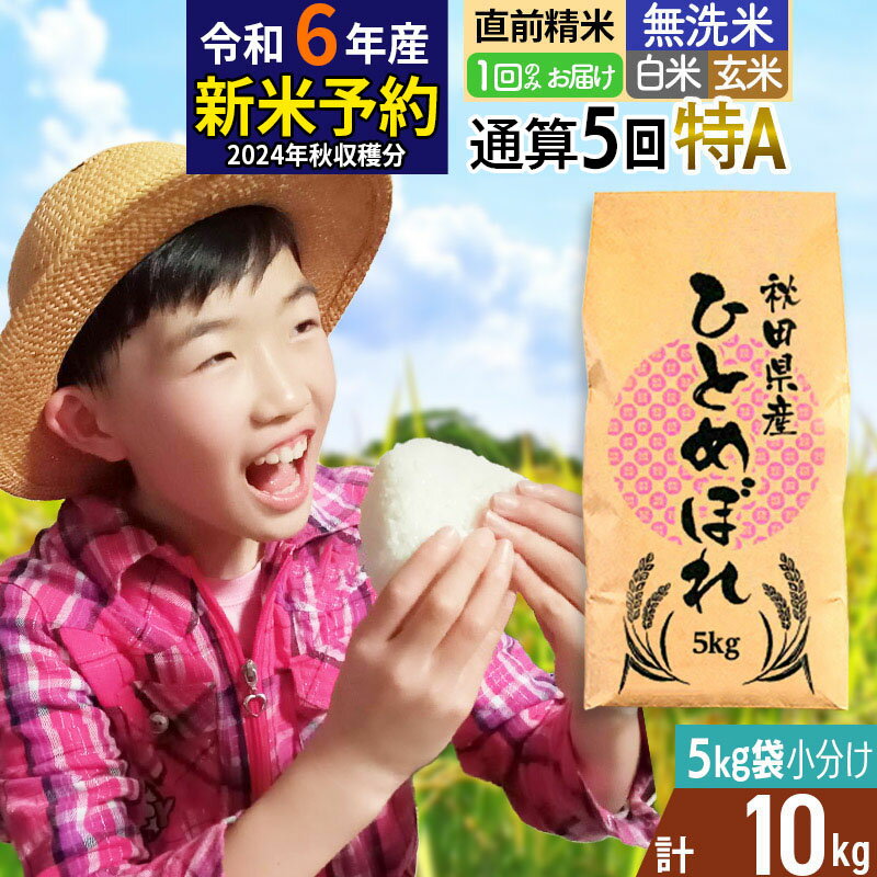 ※令和6年産 新米予約※《1回のみお届け》【無洗米／白米／玄米】通算5回特A 秋田県産ひとめぼれ 10kg (5kg×2袋) 【2024年秋ごろ出荷予定】