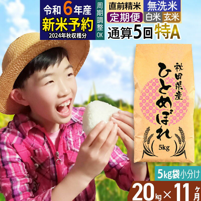 人気ランキング第48位「秋田県由利本荘市」口コミ数「0件」評価「0」※令和6年産 新米予約※《定期便11ヶ月》【無洗米／白米／玄米】通算5回 特A 秋田県産ひとめぼれ 20kg (5kg×4袋)×11回 お届け周期調整可能 隔月に調整OK【2024年秋ごろ出荷予定】