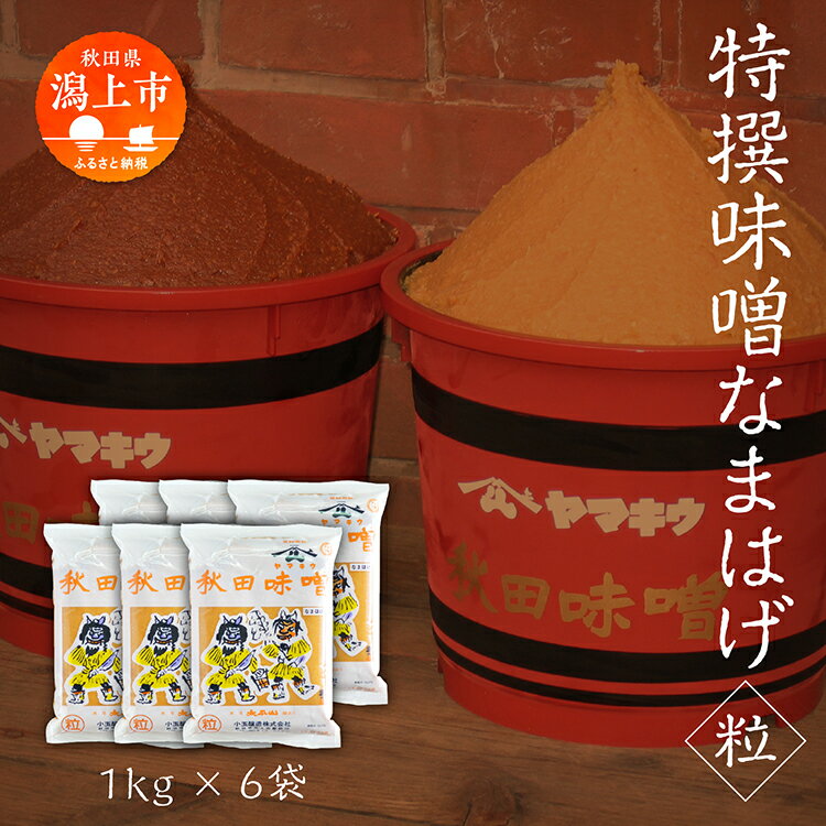 特撰味噌なまはげ(粒)1kg平袋 6個セット 味噌 みそ 調味料 定番 袋入り グルメ ふるさと 潟上市 秋田 [小玉醸造]