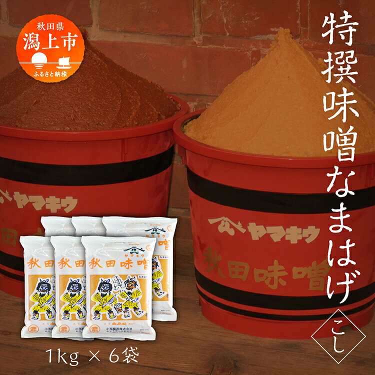 特撰味噌なまはげ(こし)1kg平袋 6個セット 味噌 みそ 調味料 定番 袋入り グルメ ふるさと 潟上市 秋田 [小玉醸造]