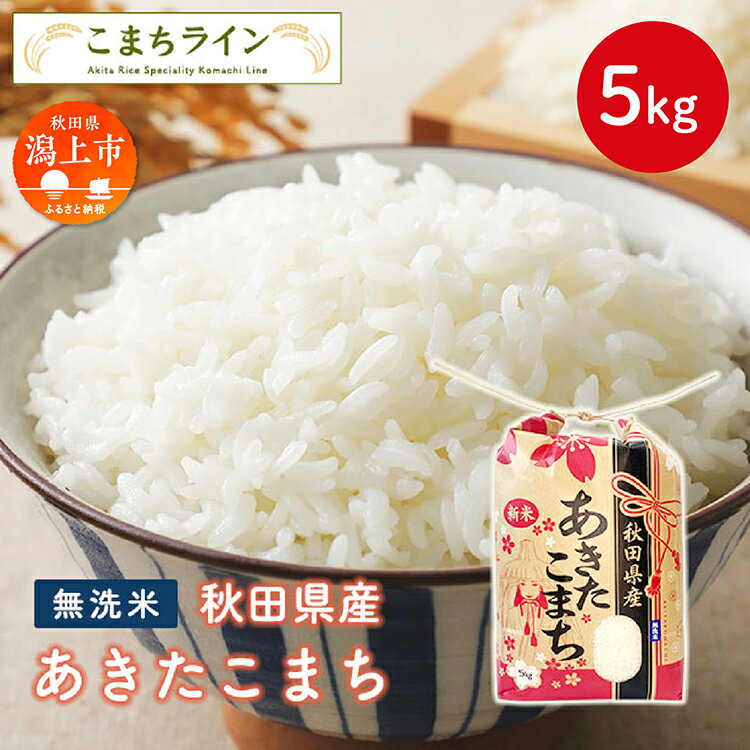 無洗米 あきたこまち 5kg 米 令和5年産 一等米 訳あり わけあり 返礼品 こめ コメ 5キロ ふっくら 甘い 人気 おすすめ グルメ 故郷 ふるさと 納税 秋田 潟上市 一人暮らし [こまちライン]